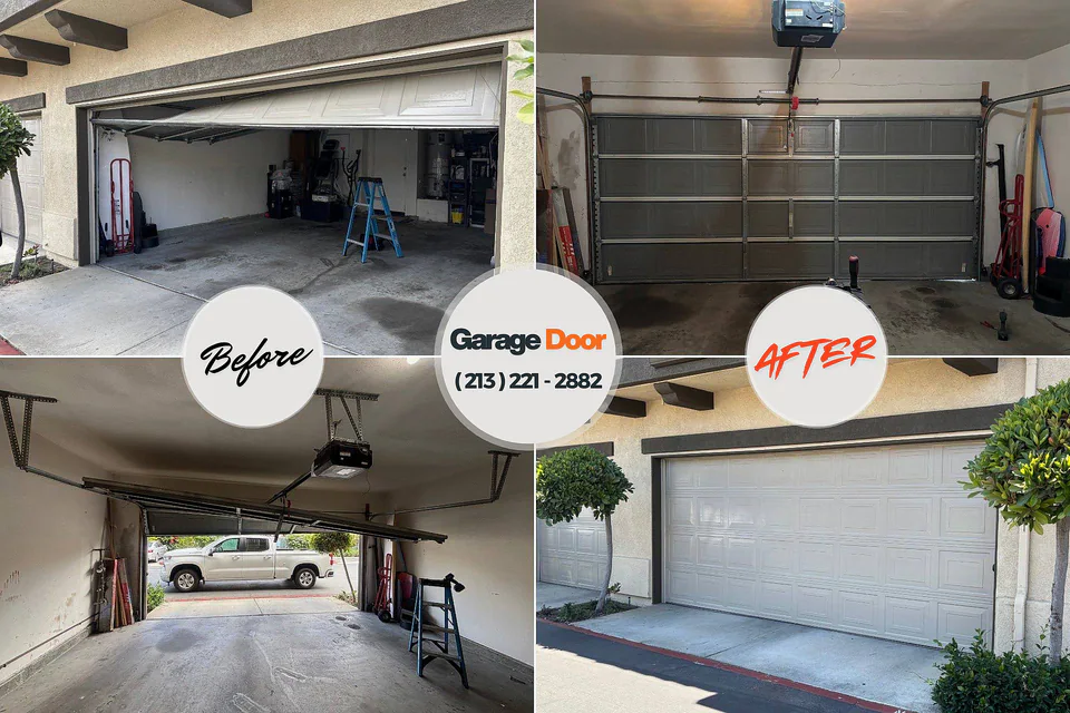Before and after: garage door repair Bladensburg, MD